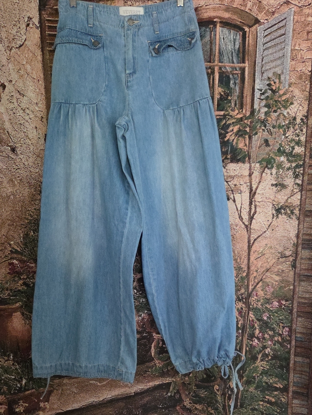 VEVERET Light Blue High-Rise Wide Leg Jeans - Picture 1 of 12